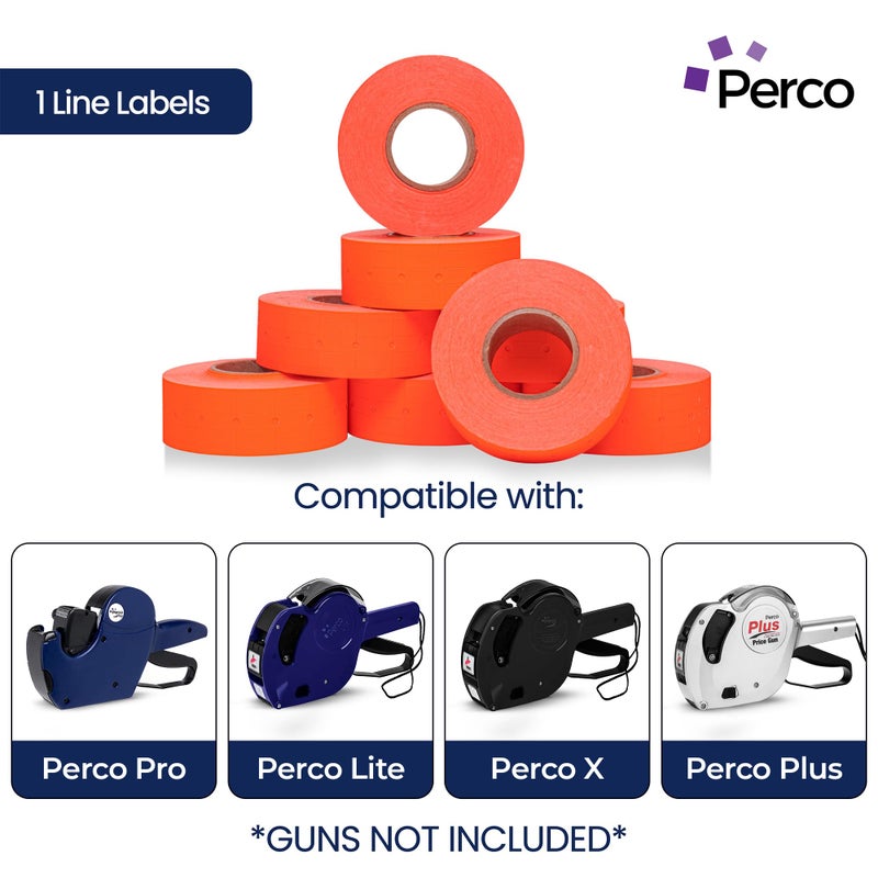 Perco 1 Line Fluorescent Red Labels - 32 Rolls, 4 Sleeves, 32,000 Blank Price and Date Gun Labels for Perco 1 Line Price and Date Guns - Made in USA - Image 2